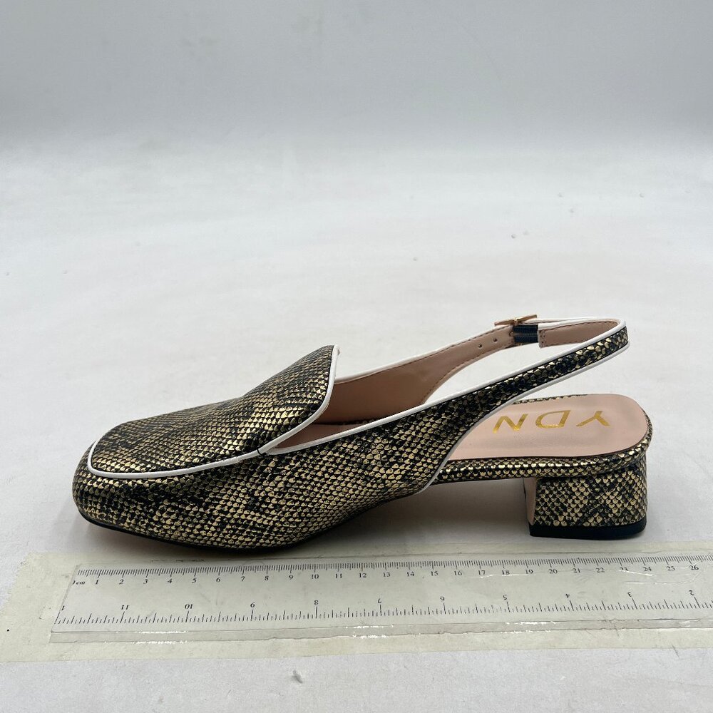 Ydn Snake Square Toe Block Low Heels Slingback Fo… - image 2